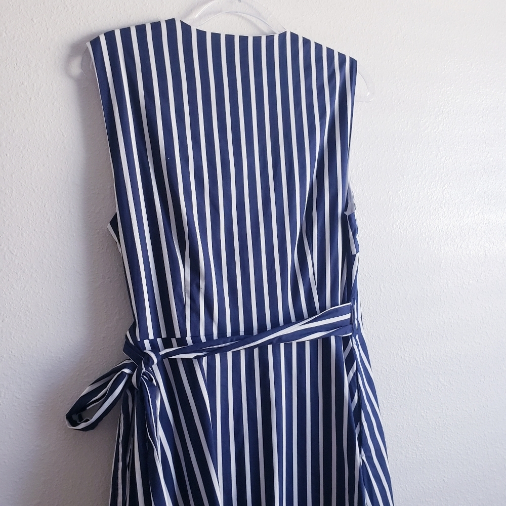 Draper James Miranda Navy Stripe Wrap Mini Dress - Picture 7 of 9